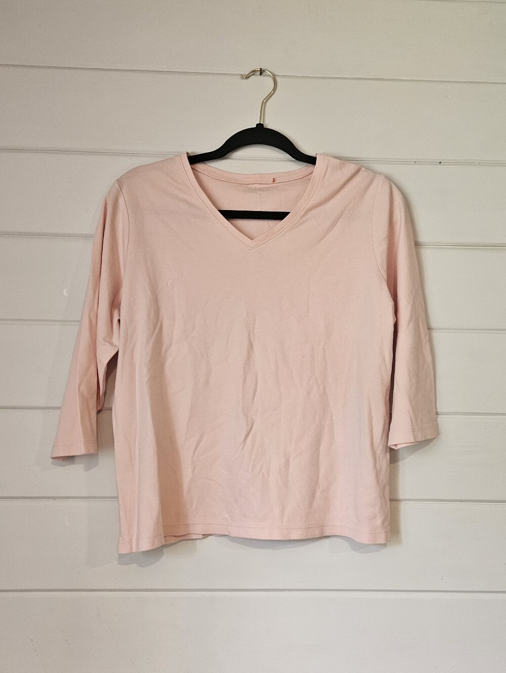 L.L. Bean Petal Pink V-Neck 3/4 Sleeve Tee (LP)